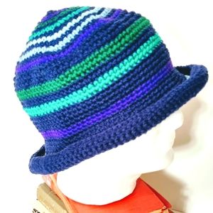 New Handmade Crocheted Non-wool Rolled Brim Hat